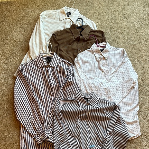 Jos. A. Bank Other - Men's Assorted Dress Shirts - White, Brown, and Striped